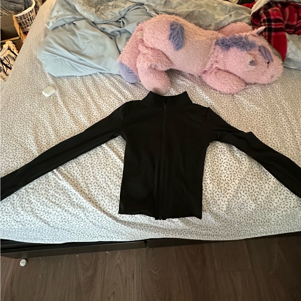 Chic Black Zip-Up workout Jacket